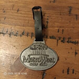 MetroWest Golf Club Bag Tag Orlando Florida Metal Luggage Tag Leather Strap ba